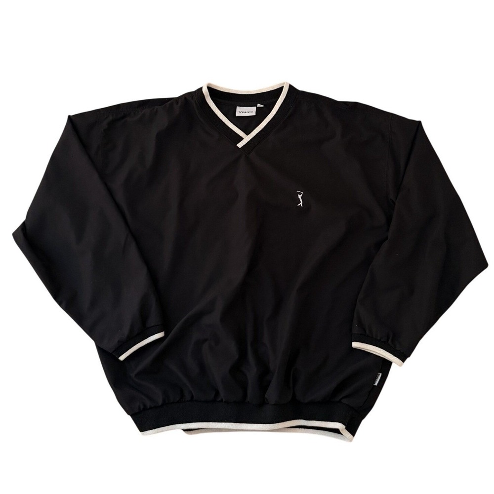 Y2K Volvo Vintage Pullover Jacket M Black White Trim Windbreaker USA Made‎